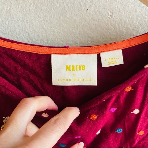 Maeve Dottie Polka Dot Burgundy Blouse - Picture 8 of 9